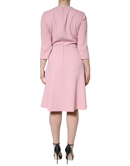  - Pink A-line Viscose 3/4 Sleeves Dress