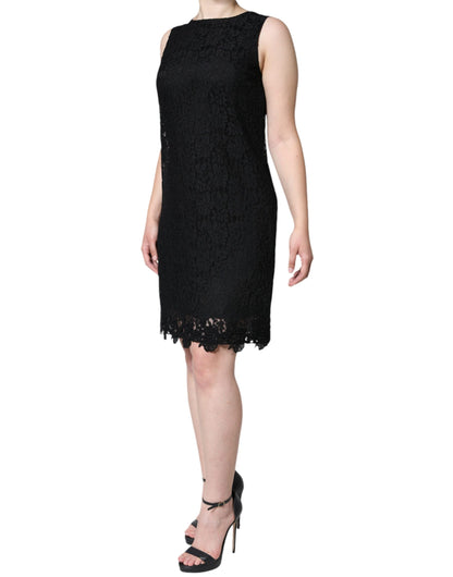 Black Floral Lace Sheath Sleeveless Mini Dress - The Luxe Alliance