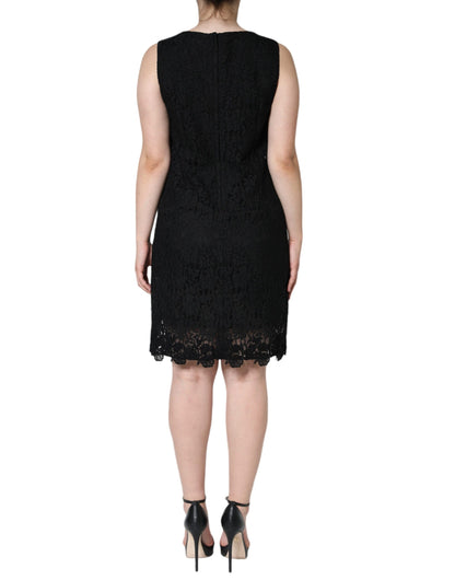 Black Floral Lace Sheath Sleeveless Mini Dress - The Luxe Alliance