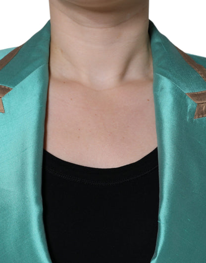  - Metallic Green Single Breasted Blazer Jacket