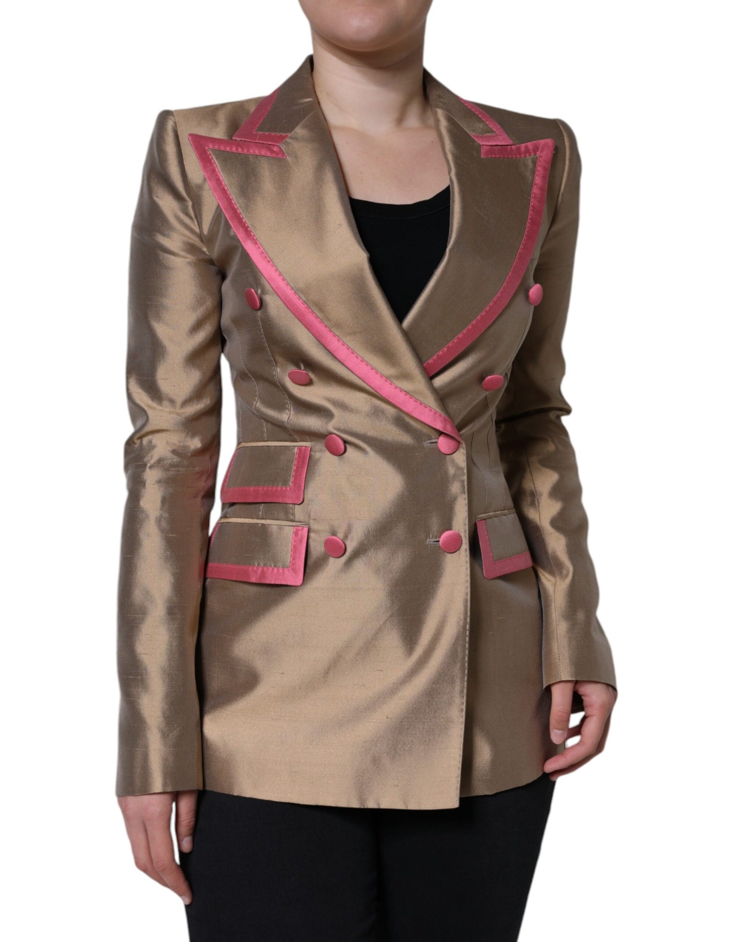  - Metallic Brown Double Breasted Blazer Jacket