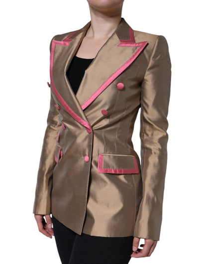  - Metallic Brown Double Breasted Blazer Jacket