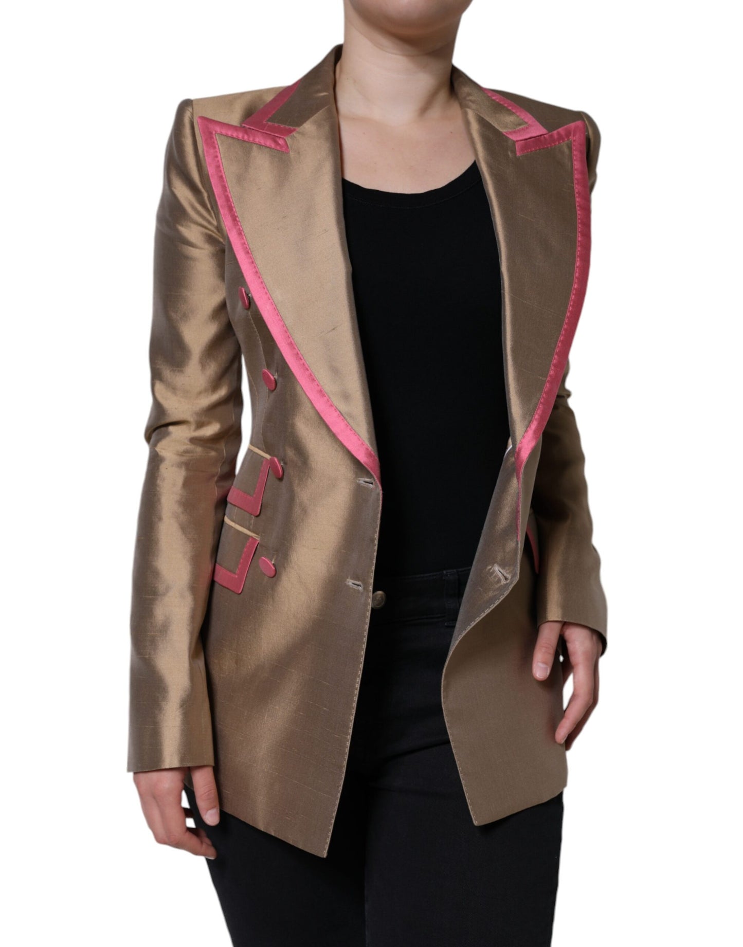  - Metallic Brown Double Breasted Blazer Jacket