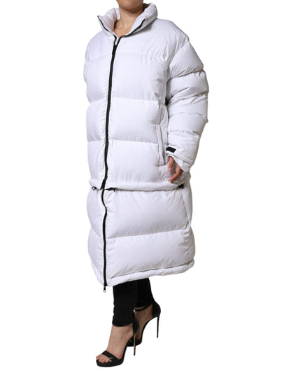  - White Puffer Quilted Full Zip Coat Jacket