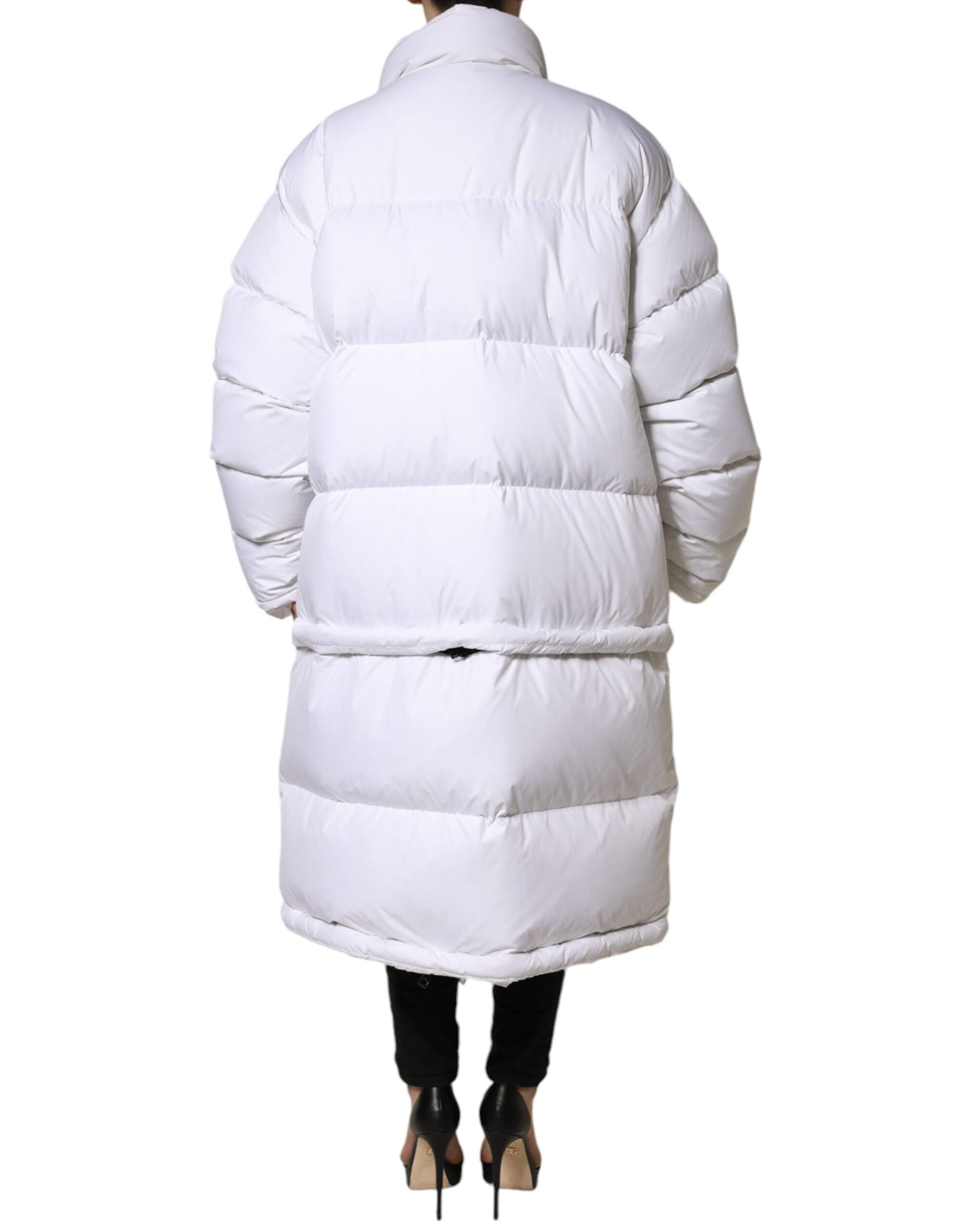  - White Puffer Quilted Full Zip Coat Jacket