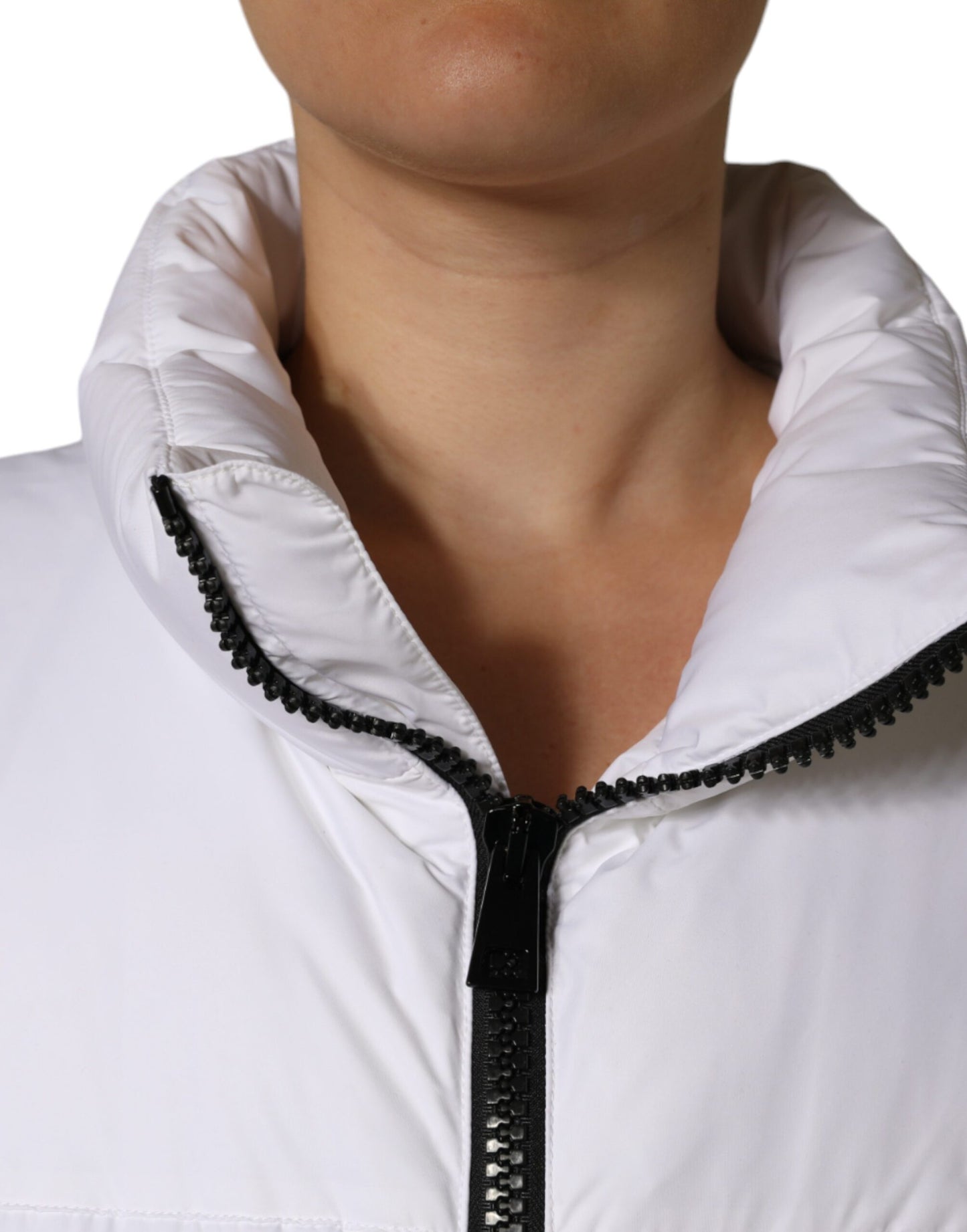  - White Puffer Quilted Full Zip Coat Jacket