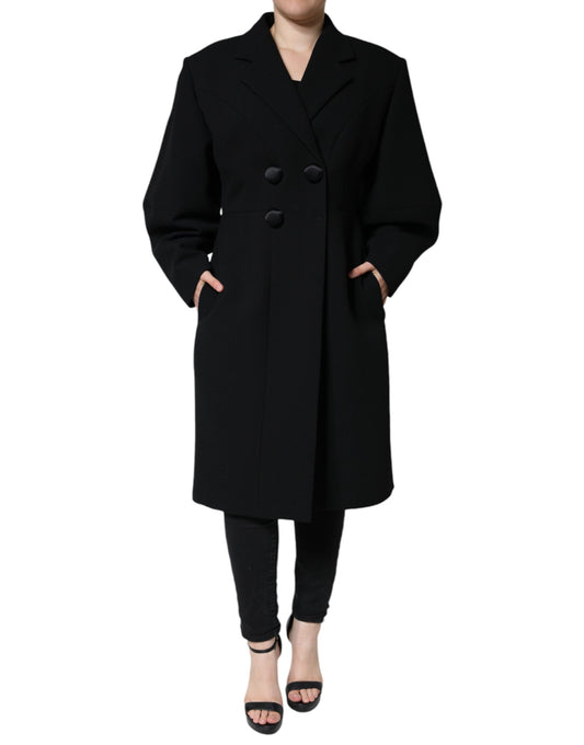  - Black Double Breasted Trench Coat Jacket