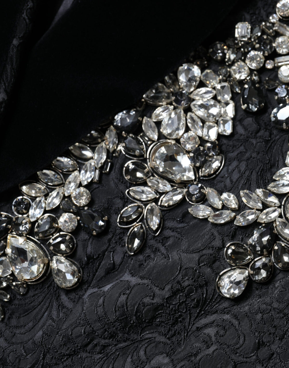 Black Jacquard Crystal Floral Jacket Blazer by Dolce & Gabbana