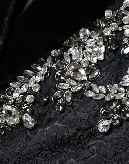 Black Jacquard Crystal Floral Jacket Blazer by Dolce & Gabbana