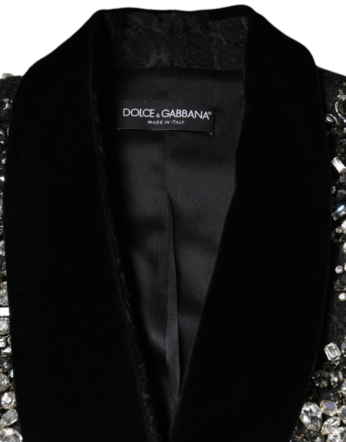 Black Jacquard Crystal Floral Jacket Blazer by Dolce & Gabbana