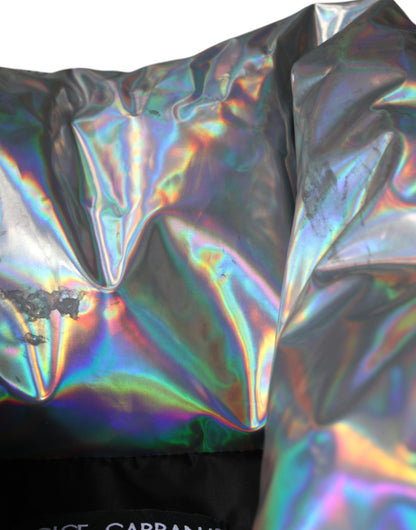  - Silver Iridescent Puffer Full Zip Coat Jacket