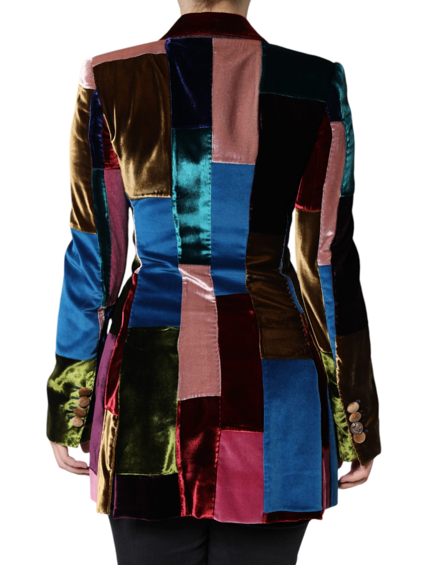  - Multicolor Double Breasted Patchwork Blazer Jacket