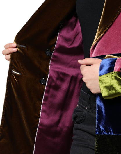  - Multicolor Double Breasted Patchwork Blazer Jacket