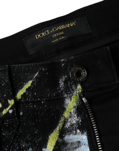  - Multicolor Splatter Paint Cotton Skinny Denim Jeans