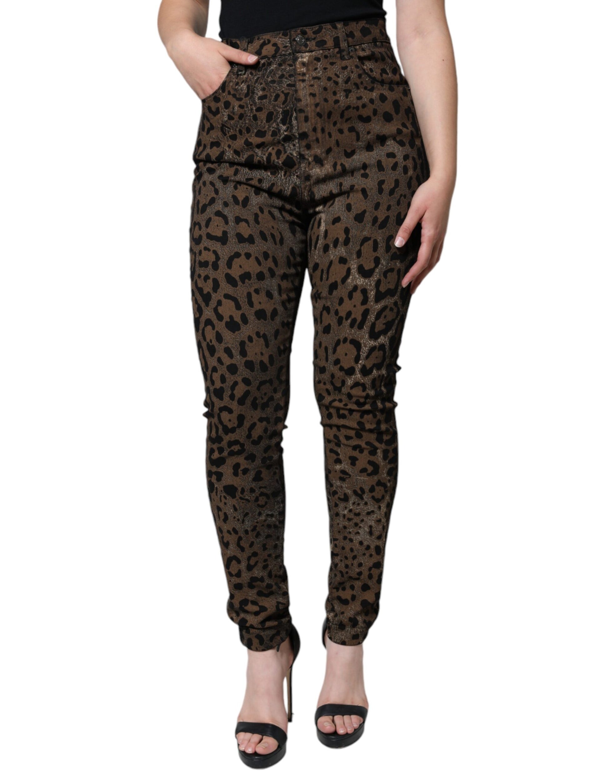 Brown Leopard Skinny Jeans