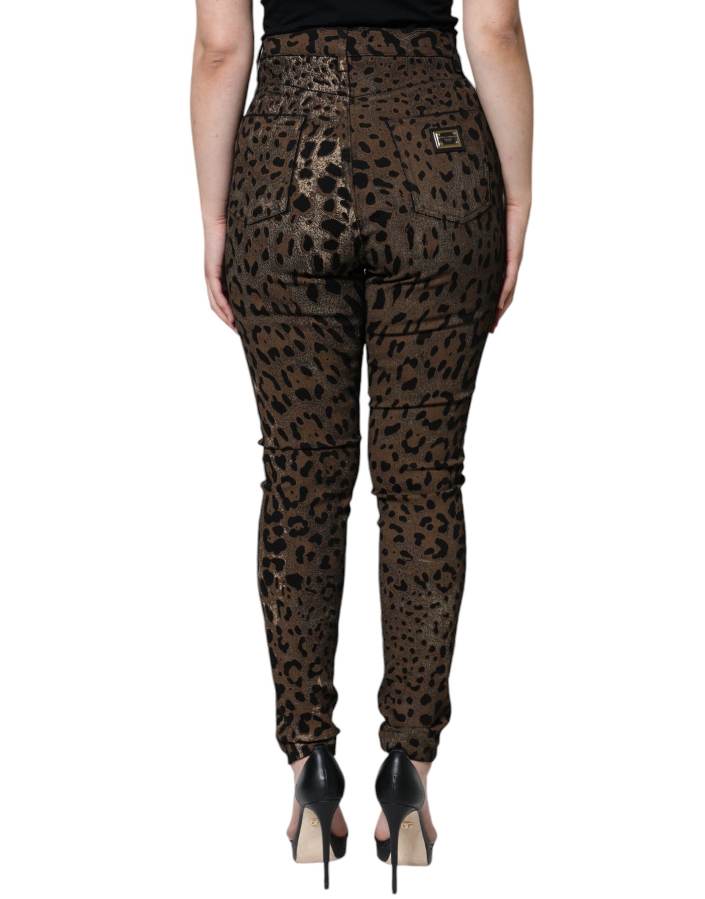  - Brown Leopard Cotton Skinny Denim Jeans