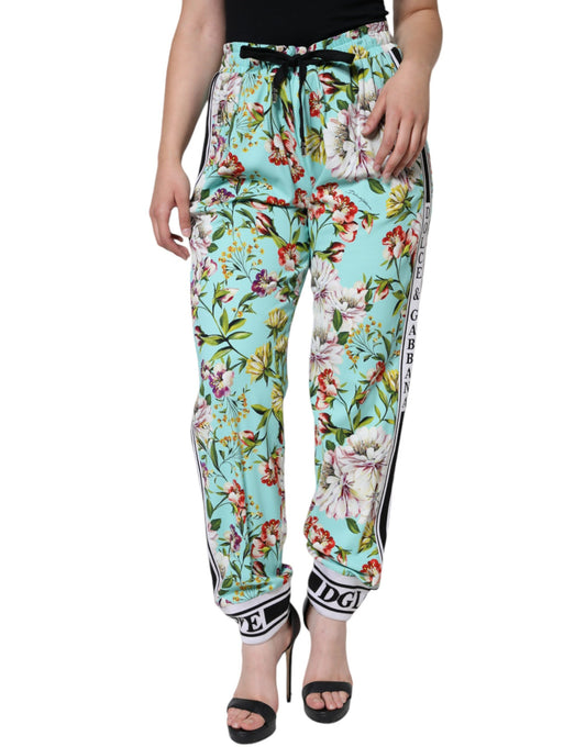  - Green Floral Mid Waist Jogger Women Pants