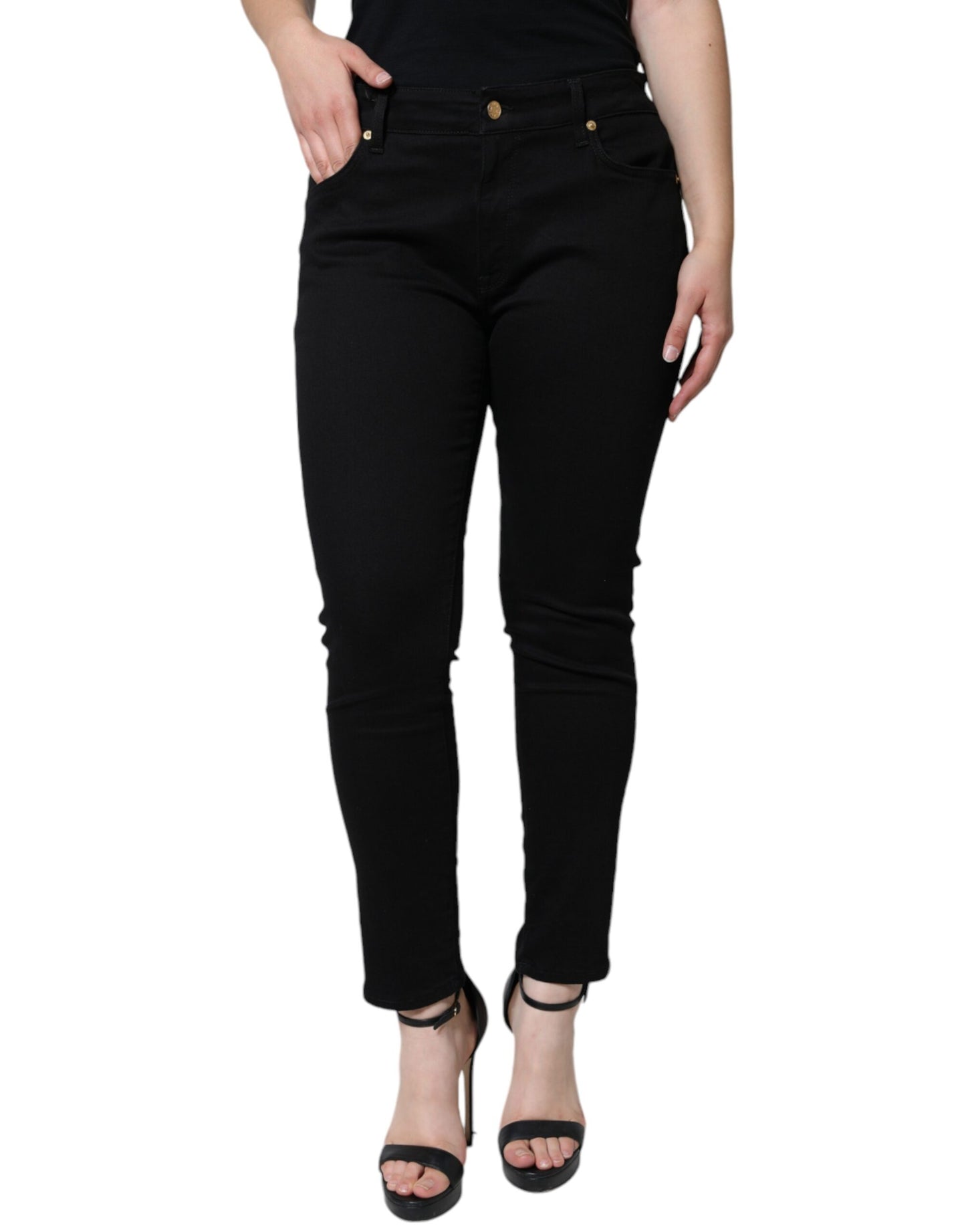  - Black Cotton Stretch Skinny Denim Jeans