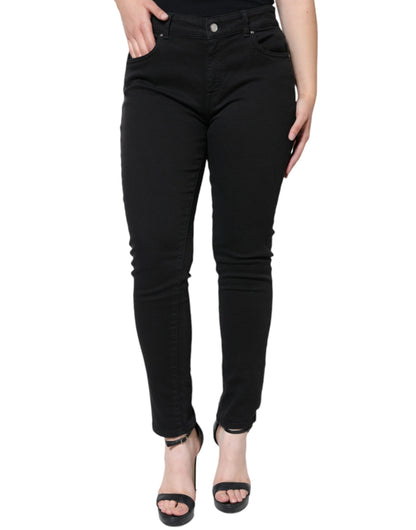  - Black Cotton Stretch Skinny Denim Jeans