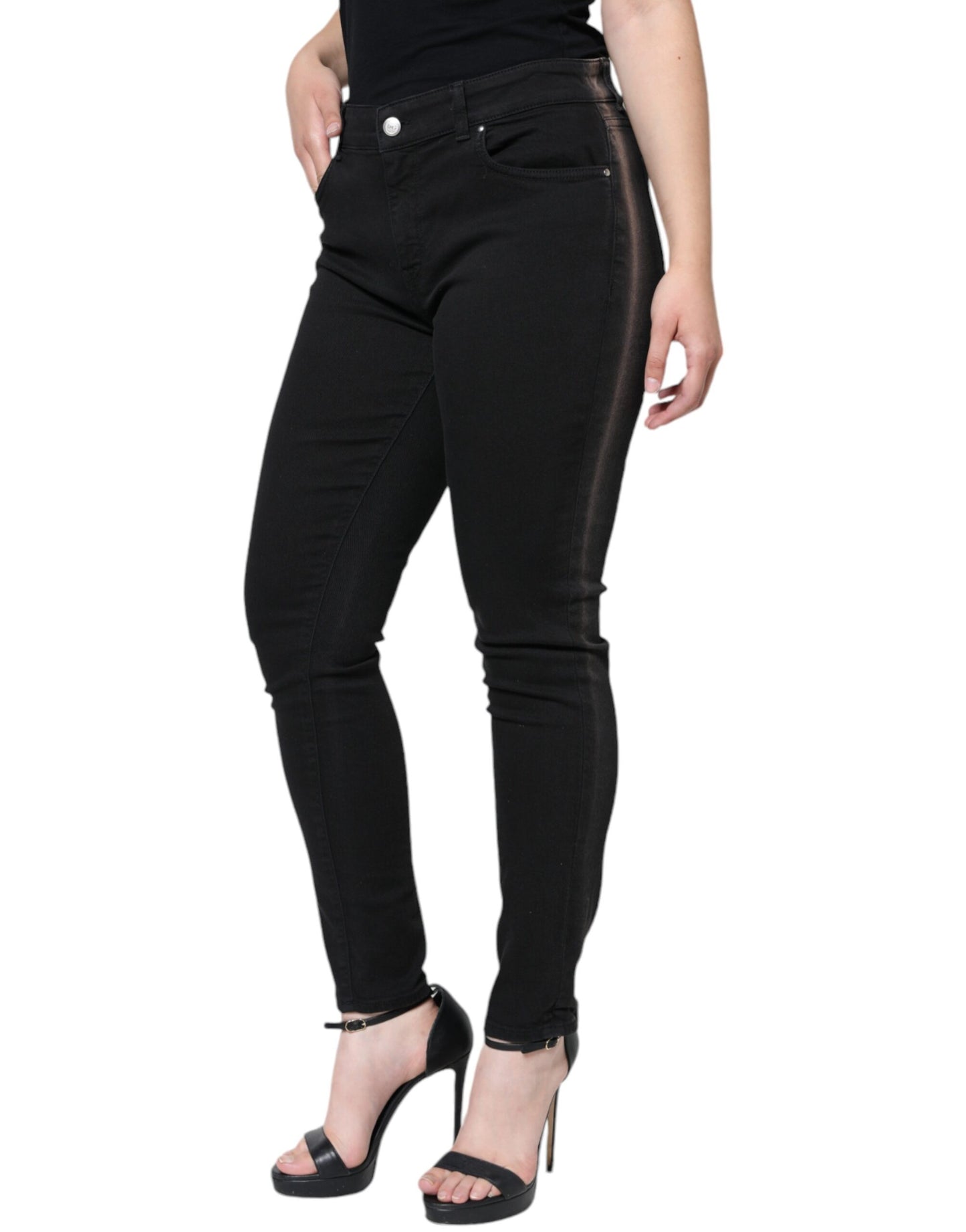  - Black Cotton Stretch Skinny Denim Jeans