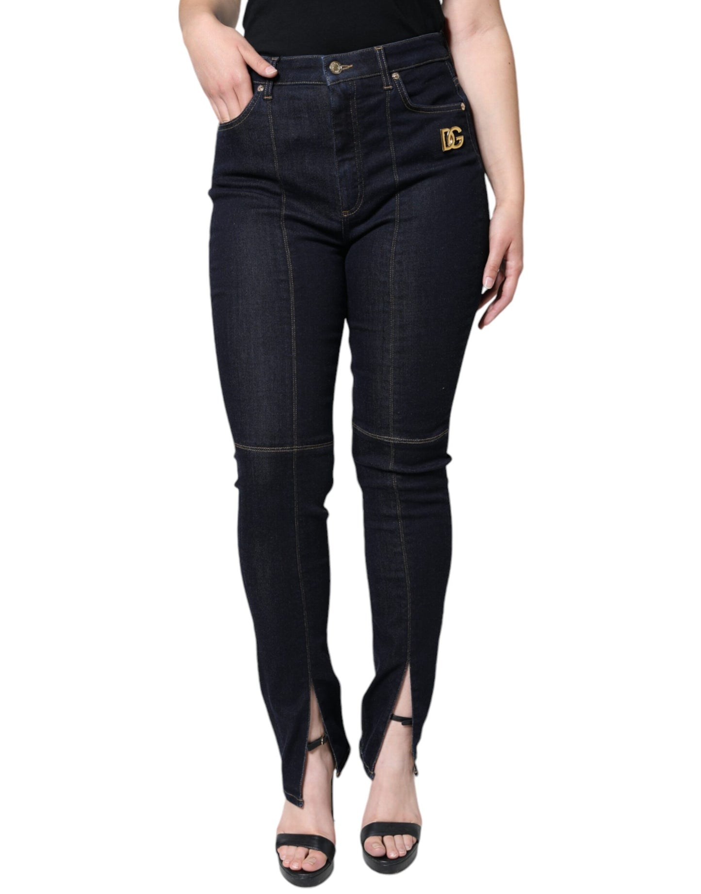  - Black Cotton Blend Skinny Denim Jeans