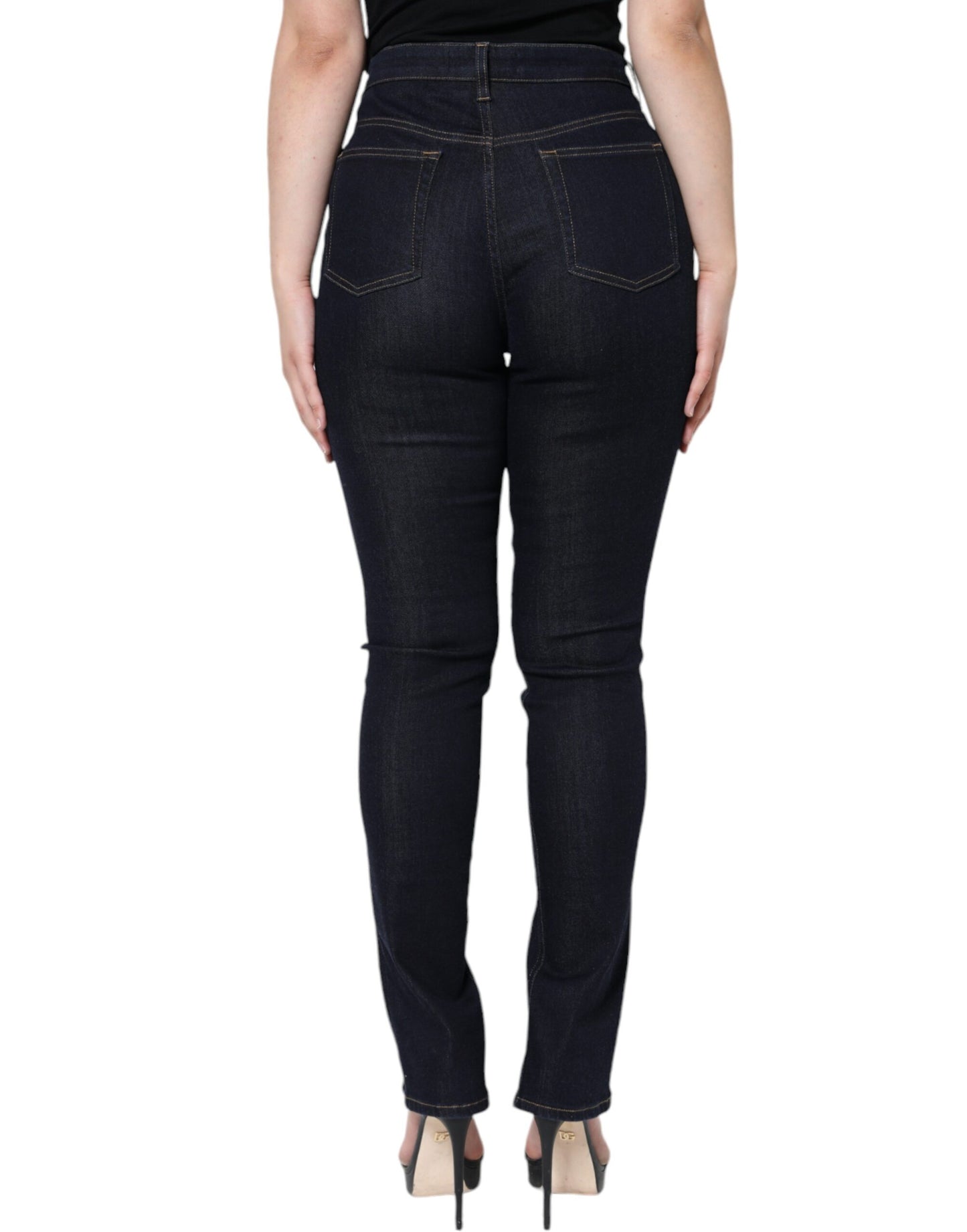  - Black Cotton Blend Skinny Denim Jeans