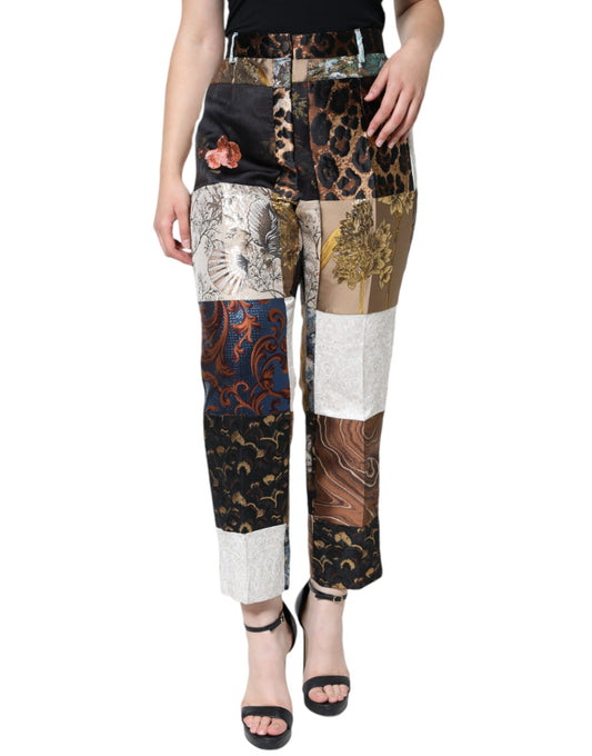  - Multicolor Patchwork Jacquard High Waist Pants