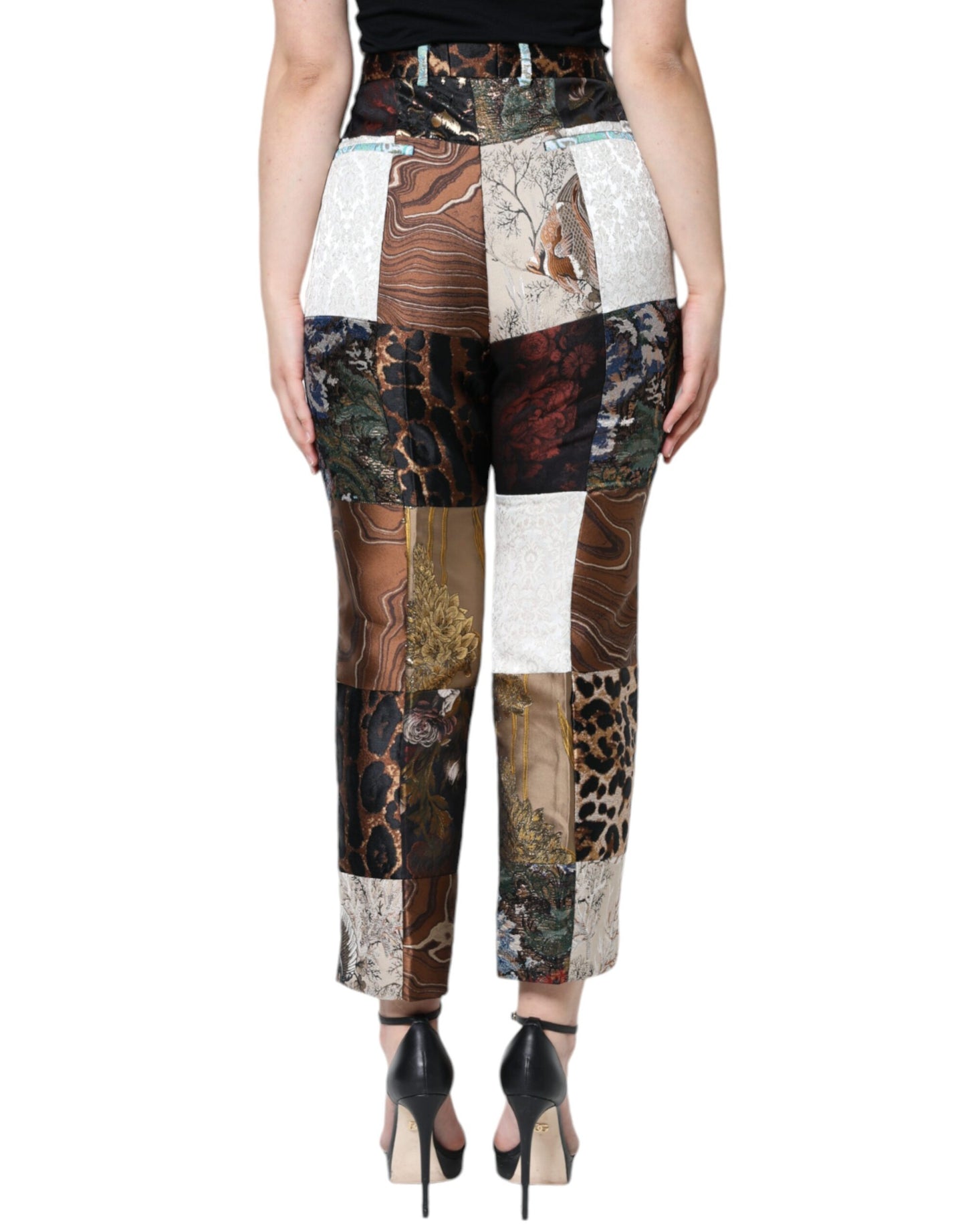  - Multicolor Patchwork Jacquard High Waist Pants