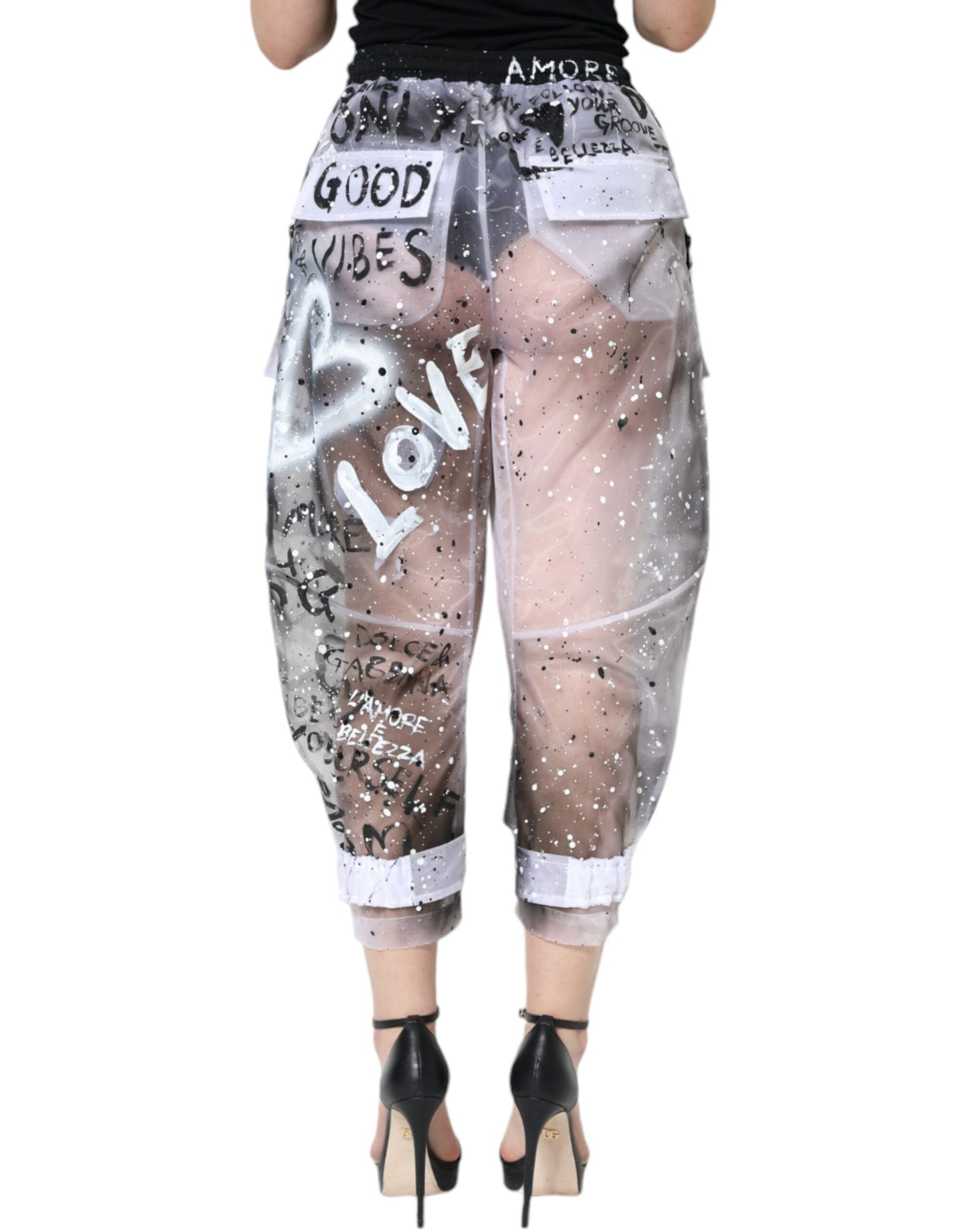  - White See Through Logo Cropped Cargo Pants