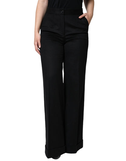  - Black Cashmere Mid Waist Women Boot Cut Pants