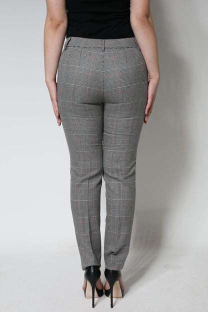  - Gray Plaid Wool Mid Waist Women Tapered Pants