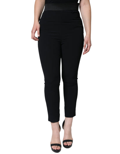  - Black Viscose High Waist Tapered Pants