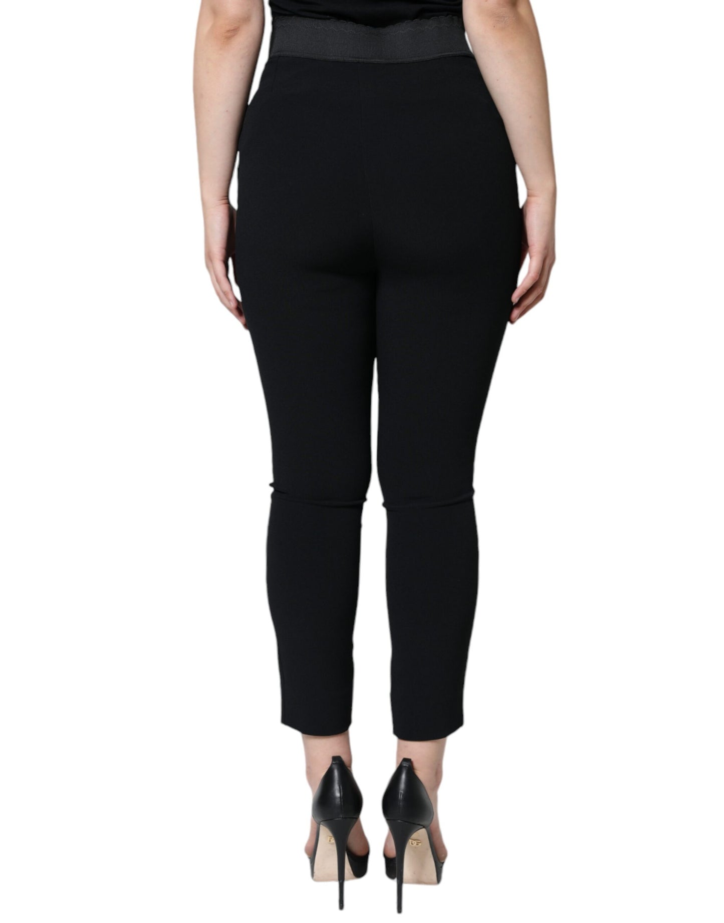  - Black Viscose High Waist Tapered Pants