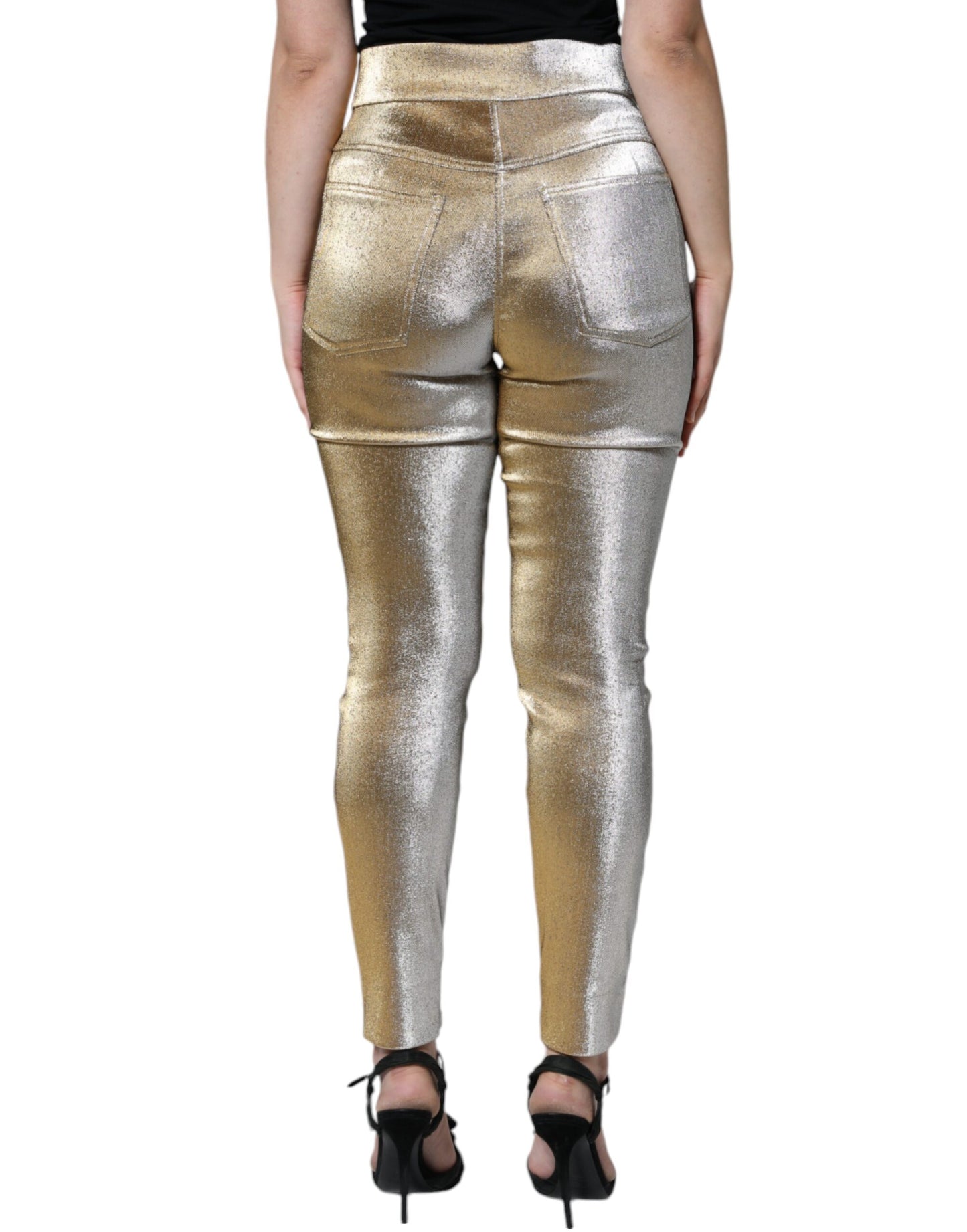  - Metallic Gold High Waist Skinny Pants