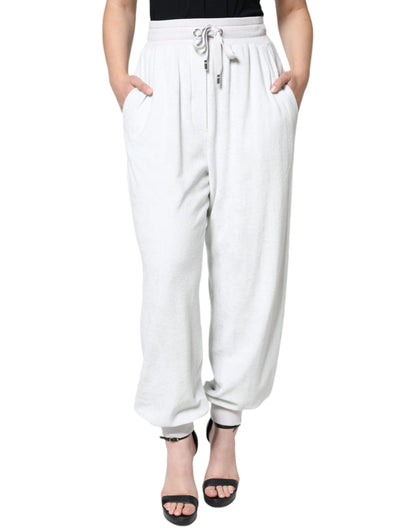  - White Nylon Jogger Sweatpants Pants