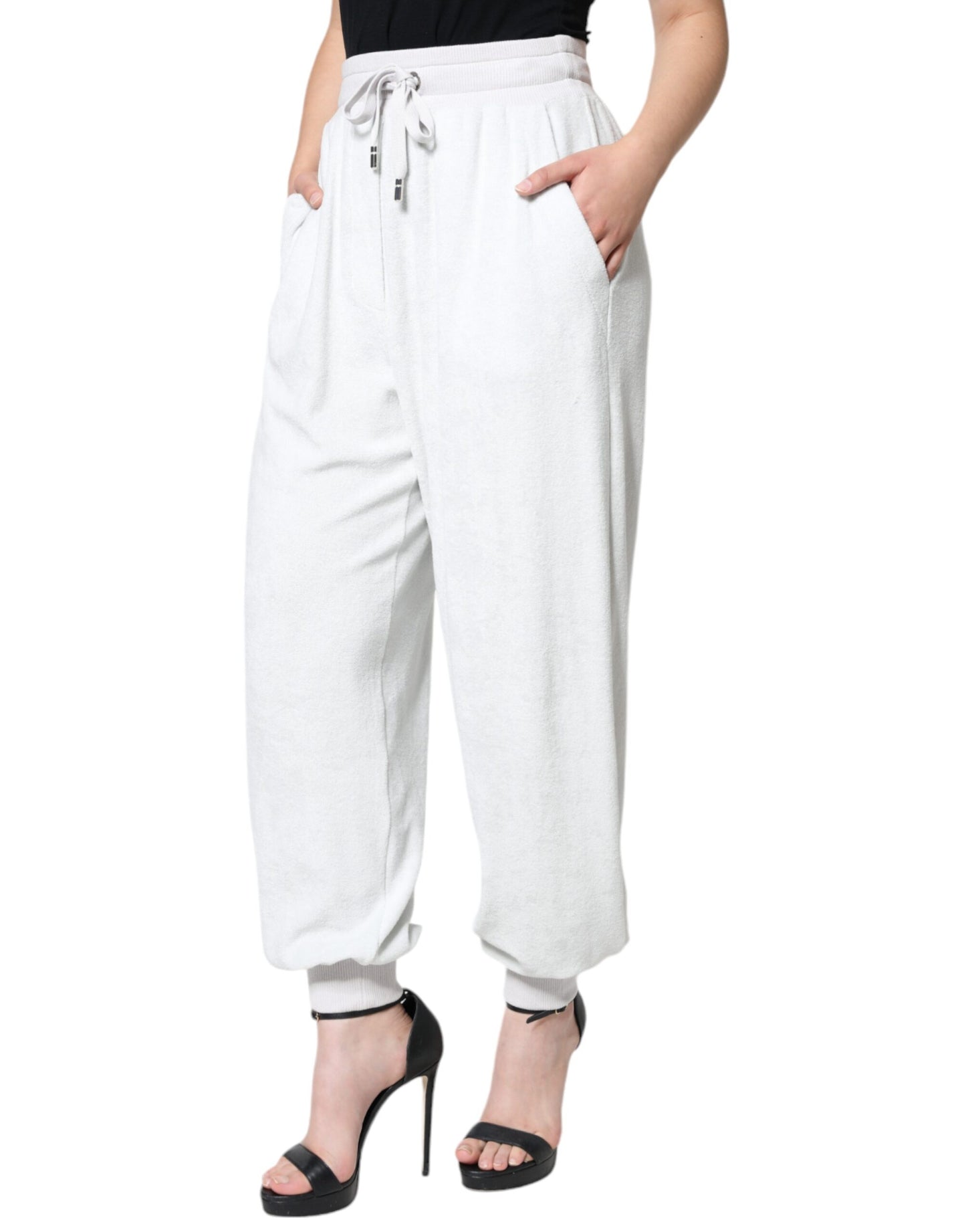  - White Nylon Jogger Sweatpants Pants