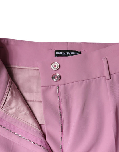  - Pink Polyester High Waist Women Tapered Pants