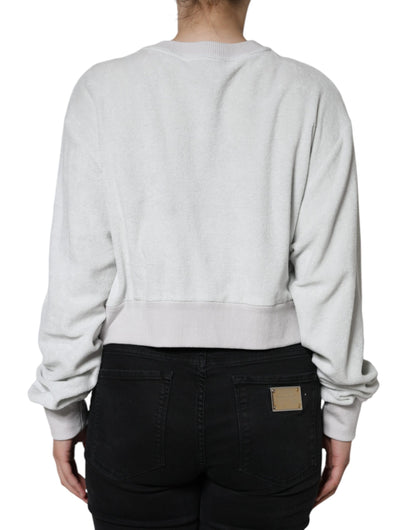  - White Nylon Stretch Crew Neck Pullover Sweater
