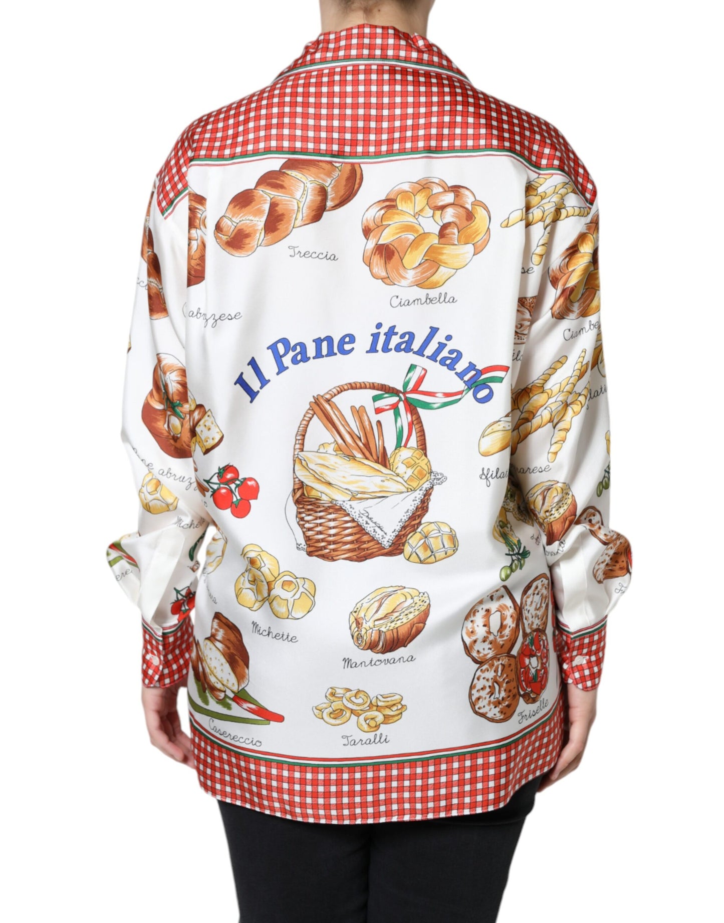  - Multicolor Bread Print Collared Blouse Top