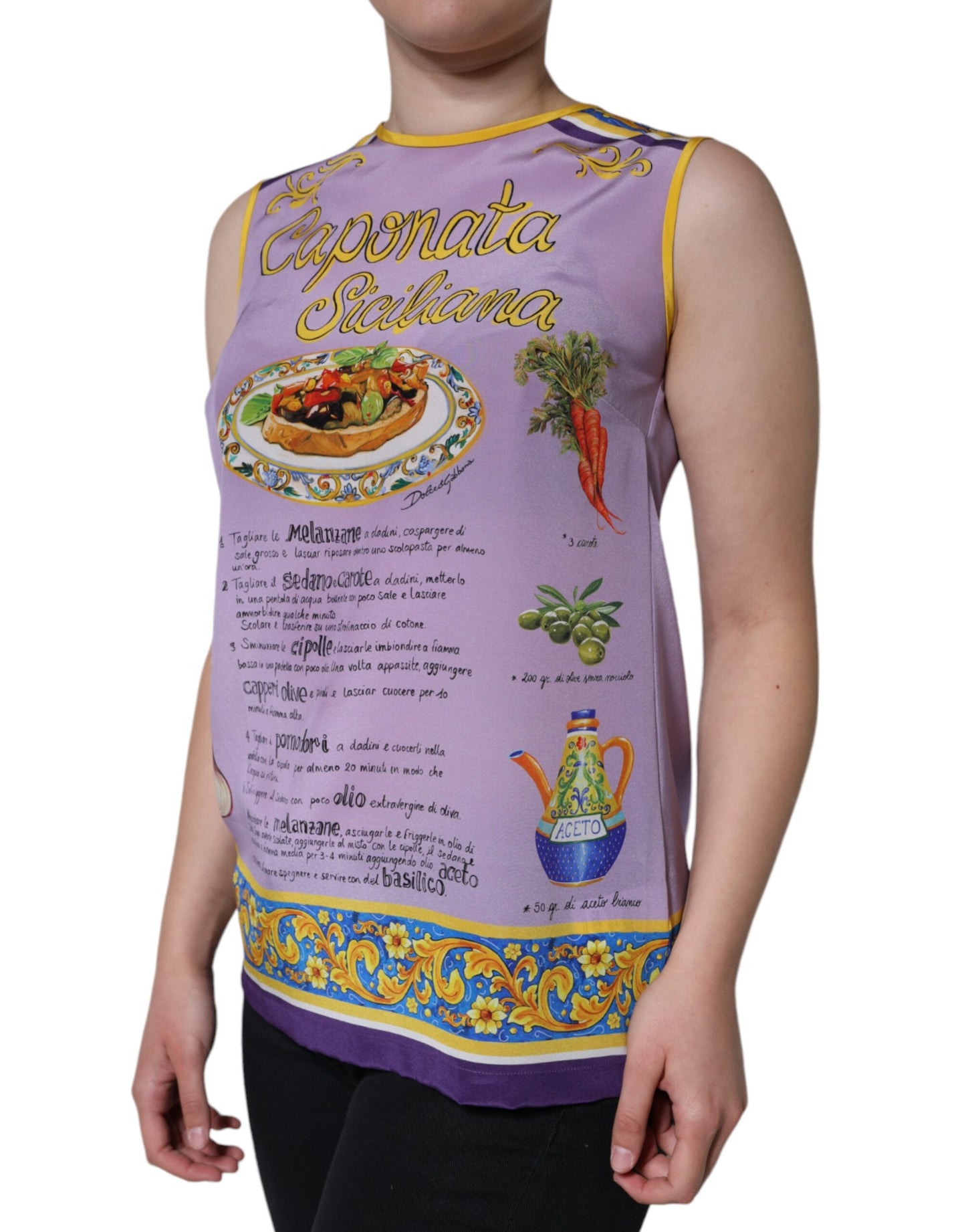  - Purple Silk Caponata Siciliana Print Tank Top