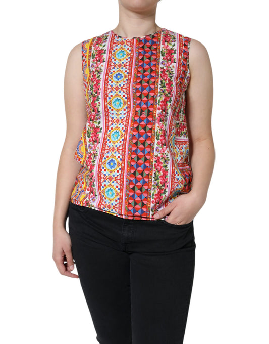  - Multicolor Cotton Carretto Floral Tank Top