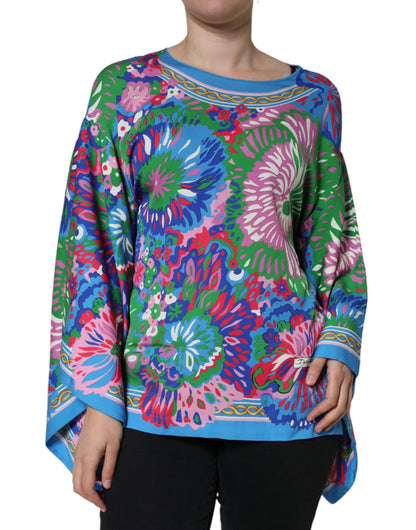 Multicolor Floral Charmeuse Kimono Sleeve Tunic Top - The Luxe Alliance