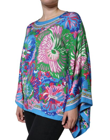 Multicolor Floral Charmeuse Kimono Sleeve Tunic Top - The Luxe Alliance