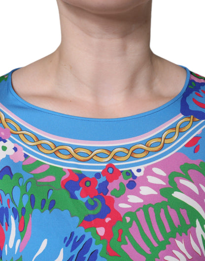 Multicolor Floral Charmeuse Kimono Sleeve Tunic Top - The Luxe Alliance