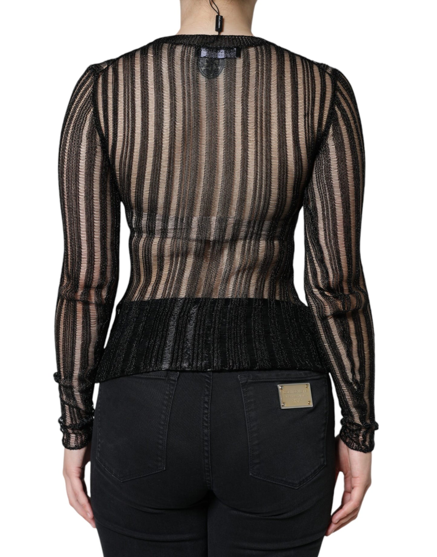  - Black Stripe See Through Long Sleeves Top