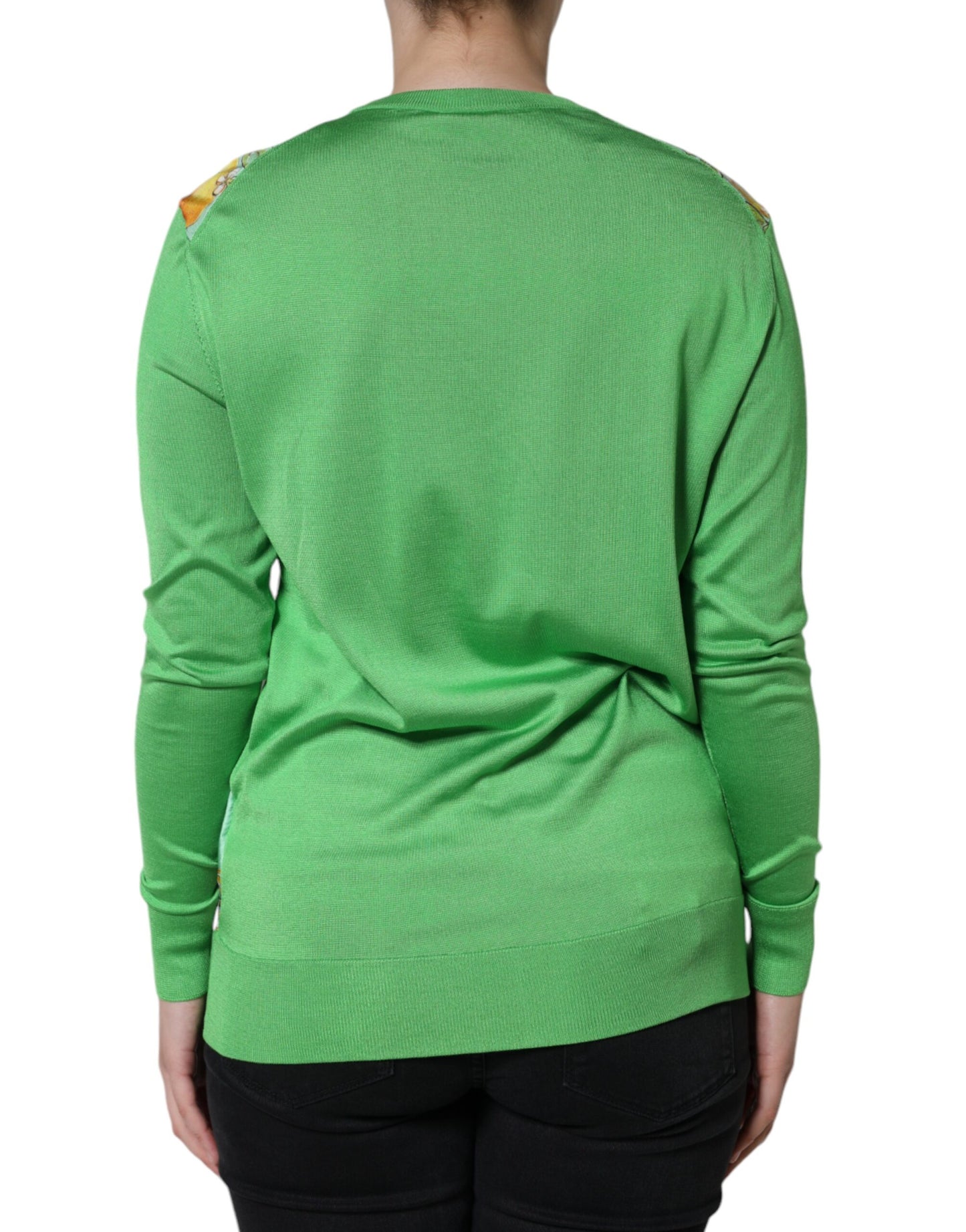  - Green Silk Granita Al Limone Long Sleeves Sweater