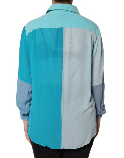  - Multicolor Long Sleeve Button Blouse Top