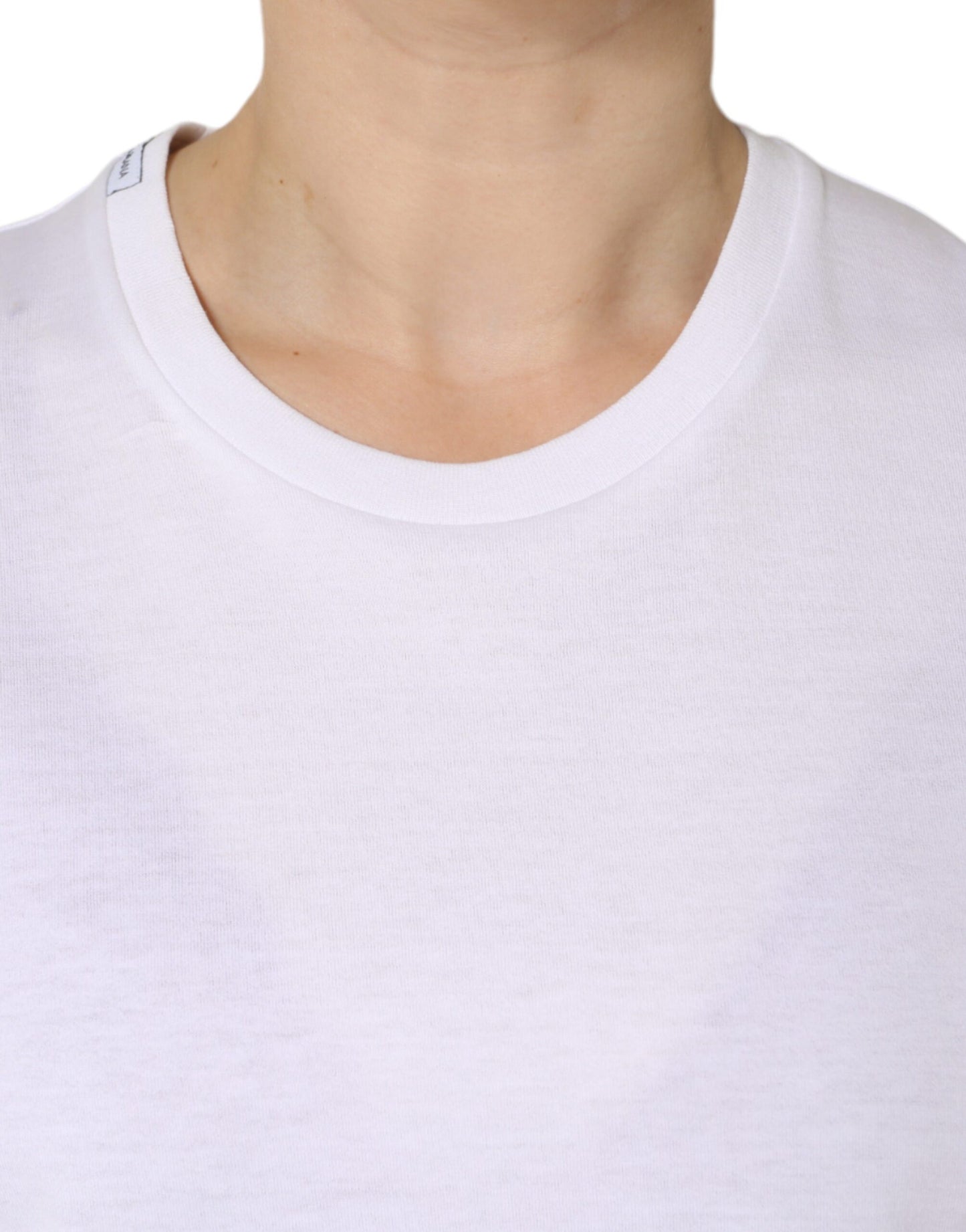  - White Cotton Sleeveless Crew Neck T-shirt