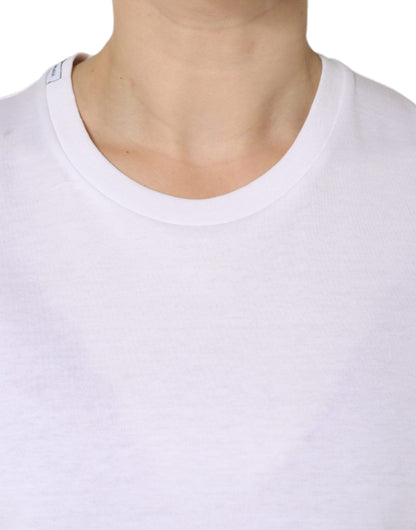  - White Cotton Sleeveless Crew Neck T-shirt