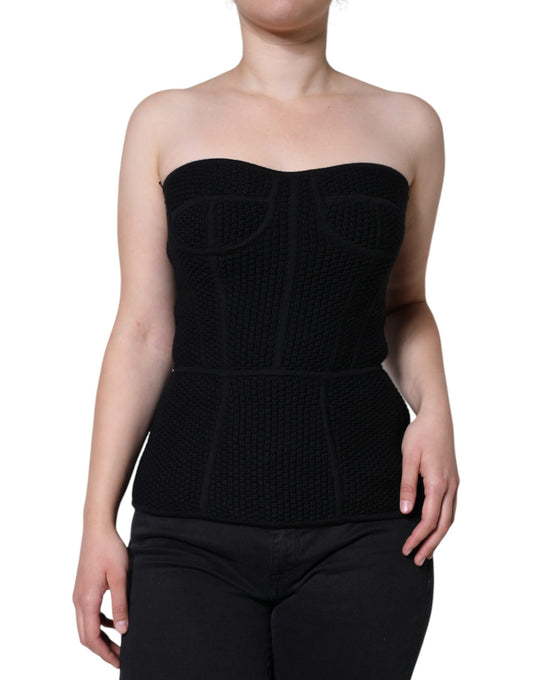  - Black Bustier Sleeveless Corset Blouse Top